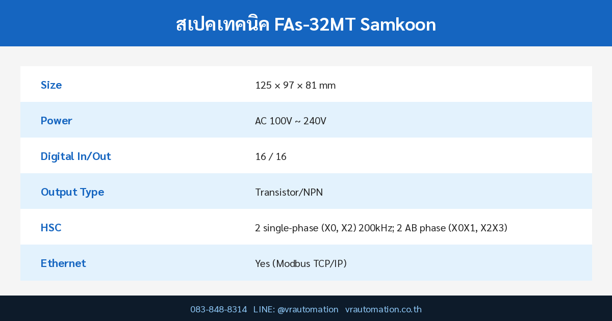 FAs-32MT spec table