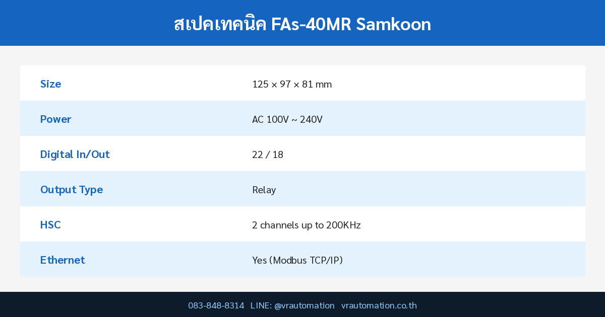 FAs-40MR spec table