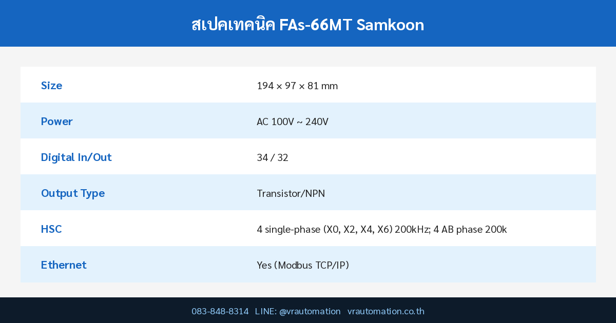 FAs-66MT spec table