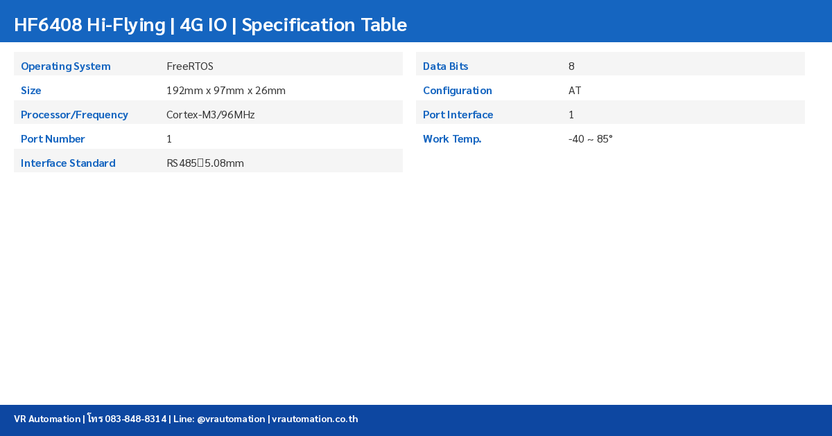 HF6408 Hi-Flying ตารางสเปค