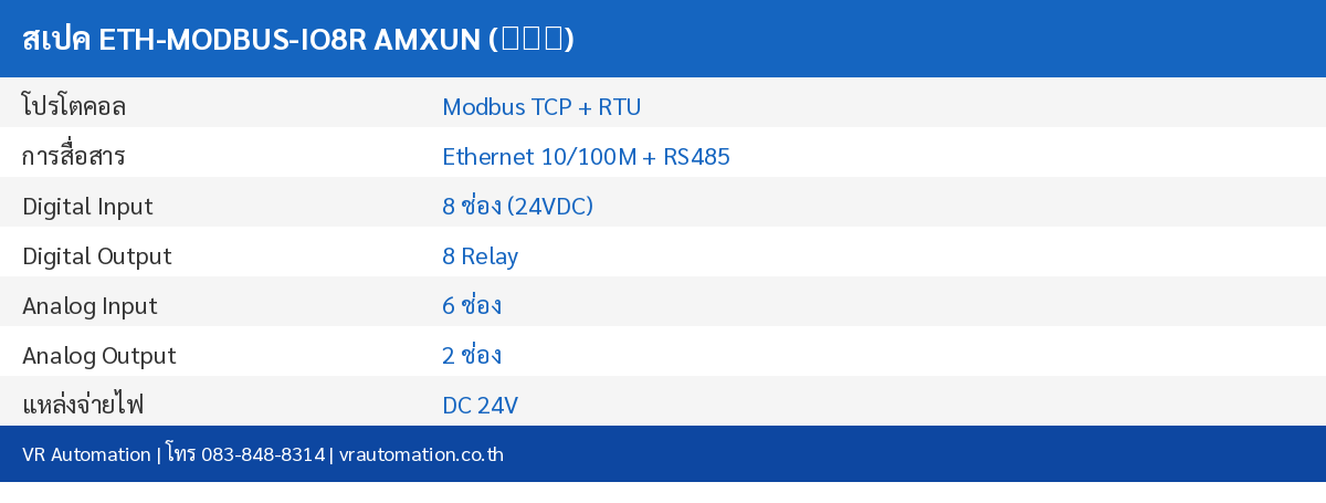 สเปค ETH-MODBUS-IO8R AMXUN (艾莫迅)