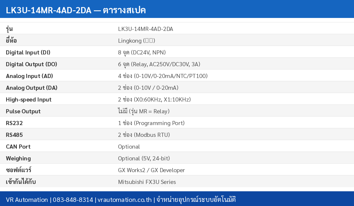 สเปค LK3U-14MR-4AD-2DA