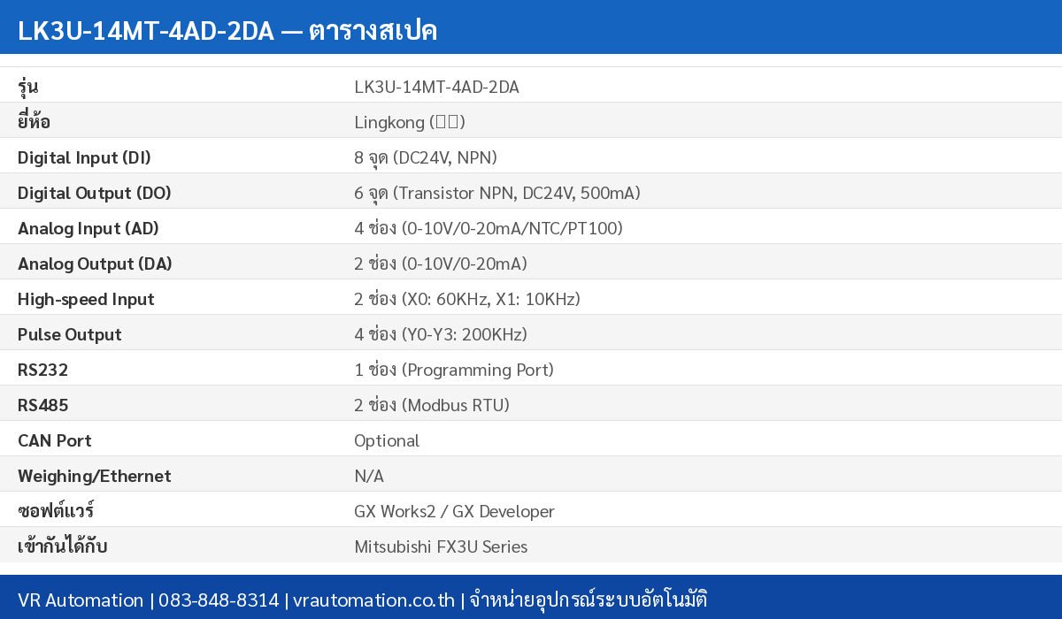 สเปค LK3U-14MT-4AD-2DA