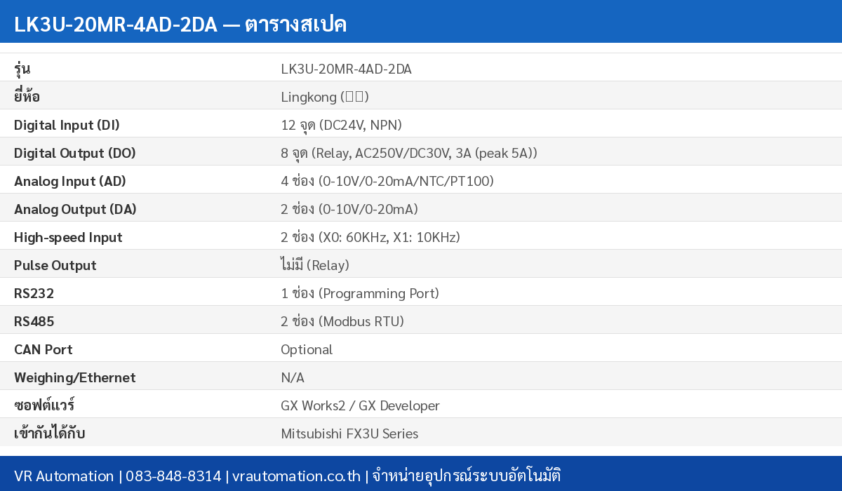 สเปค LK3U-20MR-4AD-2DA