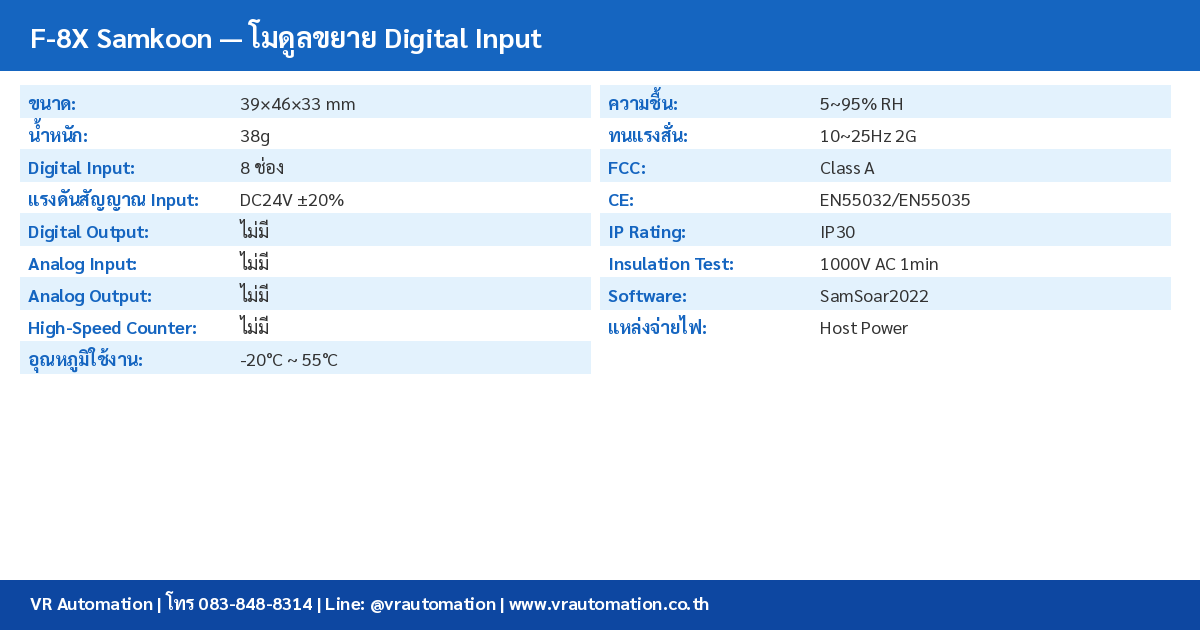F-8X Samkoon Spec Table