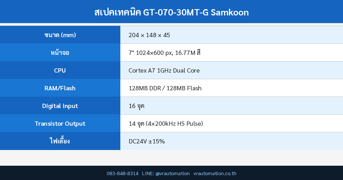 สเปค GT-070-30MT-G Samkoon