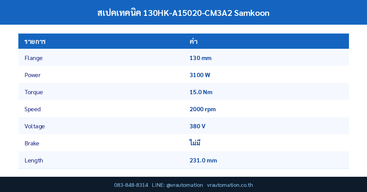 สเปค 130HK-A15020-CM3A2