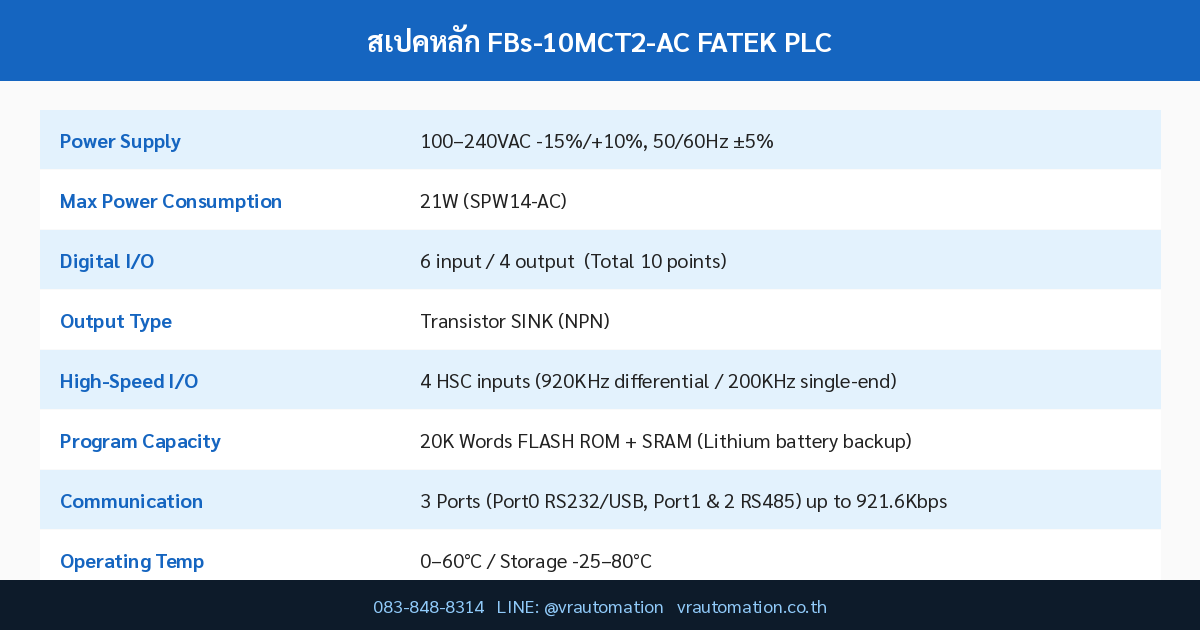 สเปค FBs-10MCT2-AC