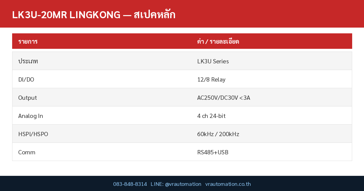 LK3U-20MR LINGKONG specs