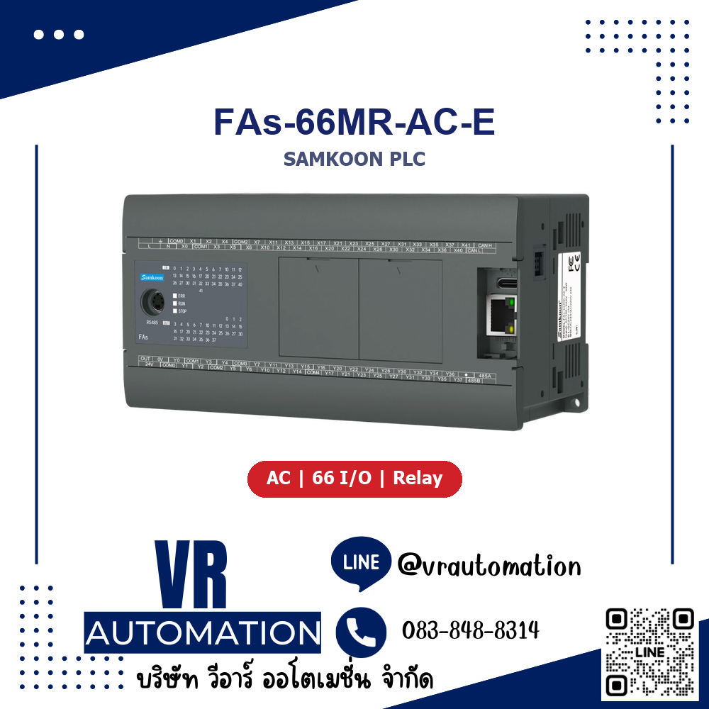 SAMKOON FAs-66MR-AC-E PLC AC 66 I/O รีเลย์ - VR Automation