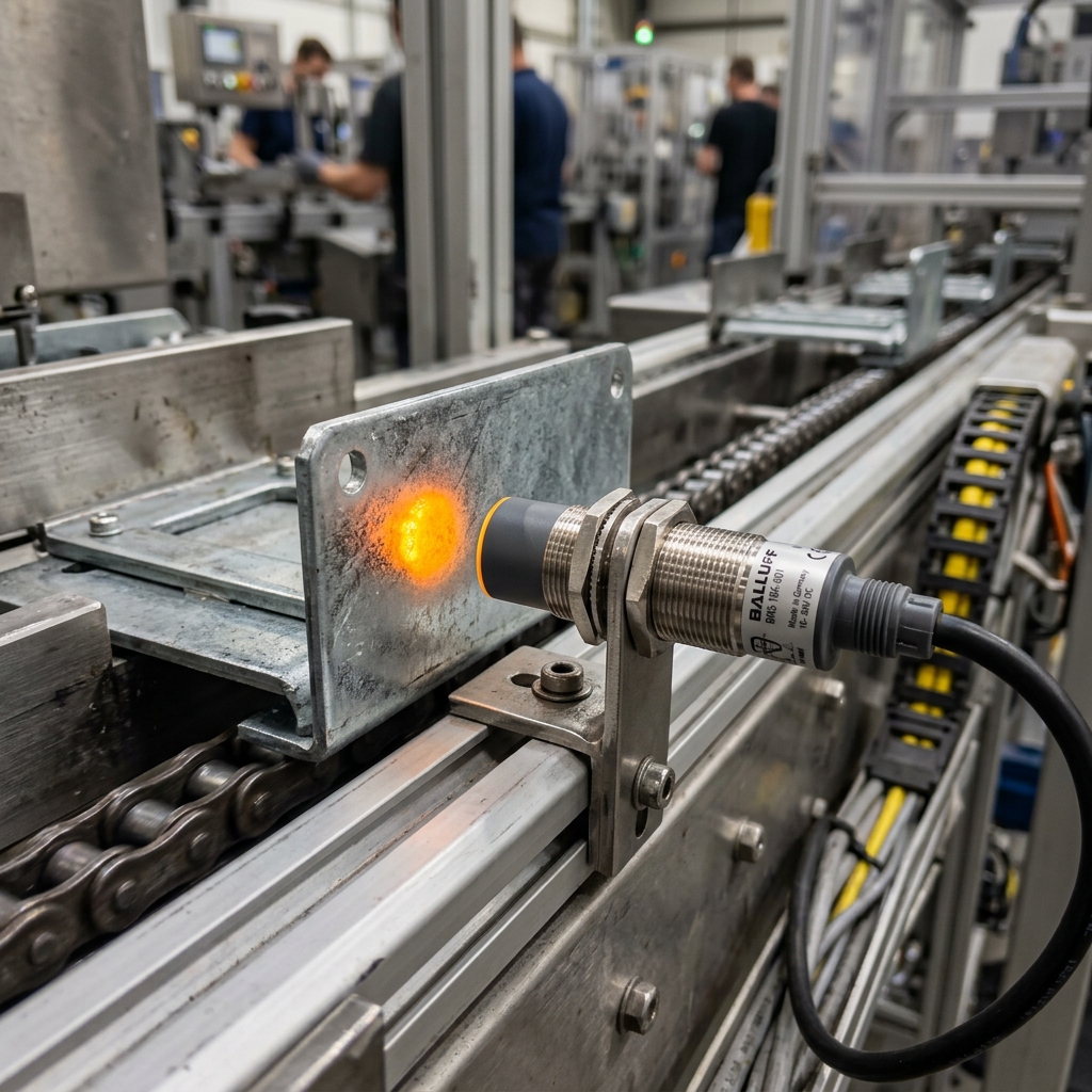 Inductive Proximity Sensor on Conveyor