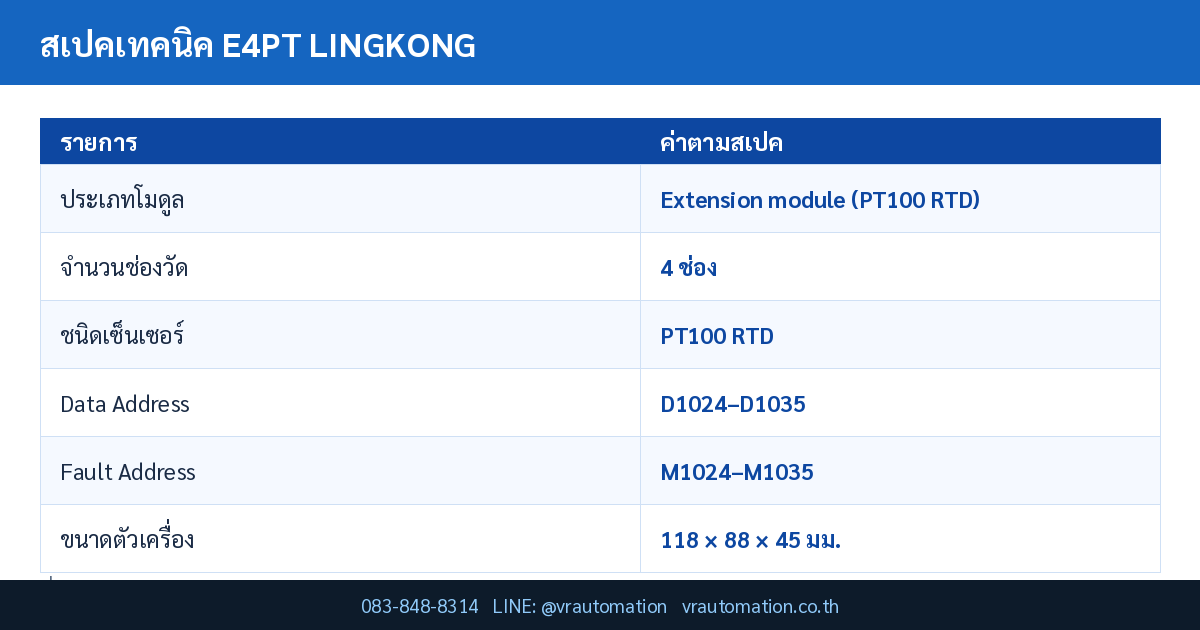 ตารางสเปค E4PT LINGKONG