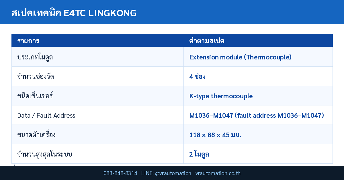 ตารางสเปค E4TC LINGKONG
