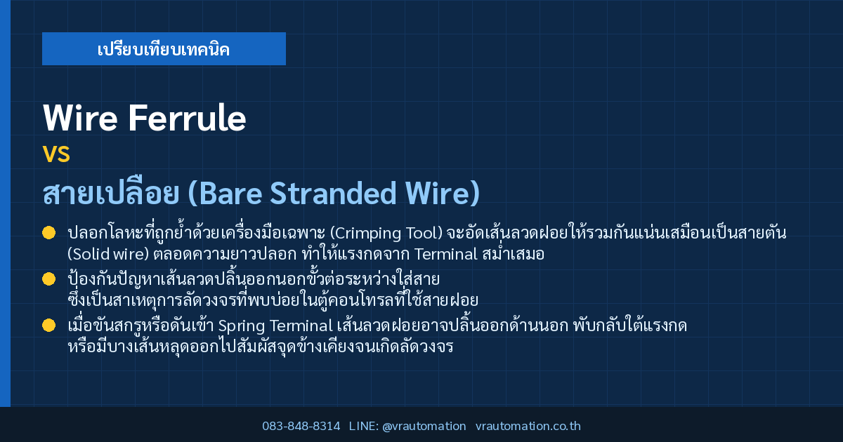 Wire Ferrule vs สายเปลือย (Bare Wire) ต่อเข้า Terminal Block แบบไหนดีกว่ากัน