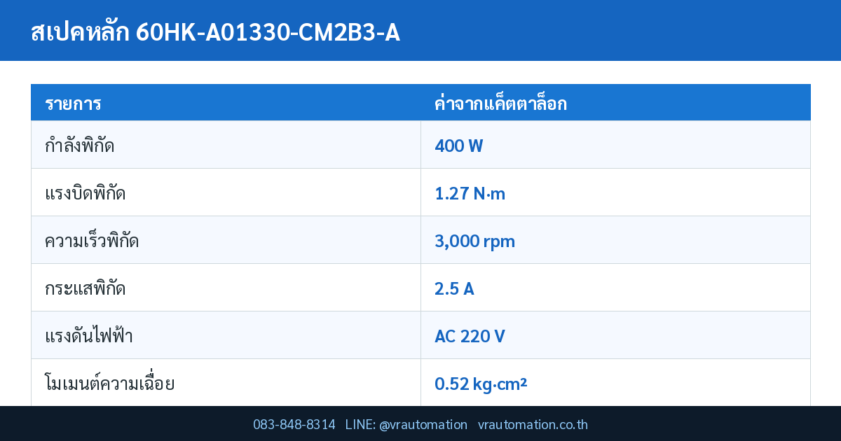 ตารางสเปคหลัก 60HK-A01330-CM2B3-A Samkoon