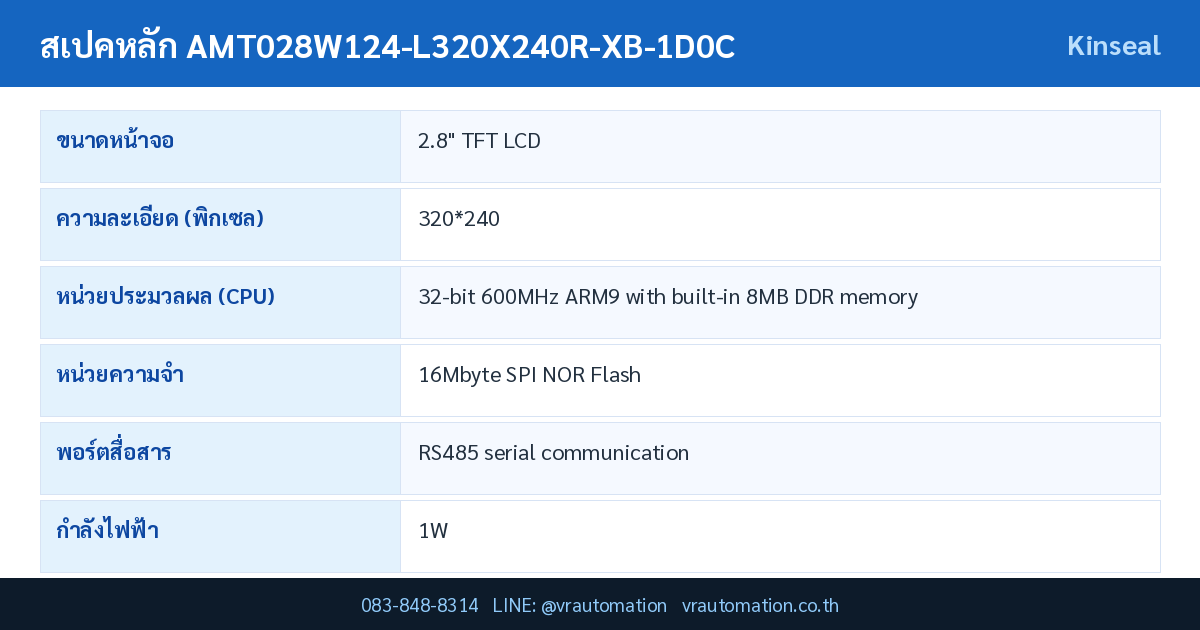 AMT028W124-L320X240R-XB-1D0C Kinseal Serial HMI