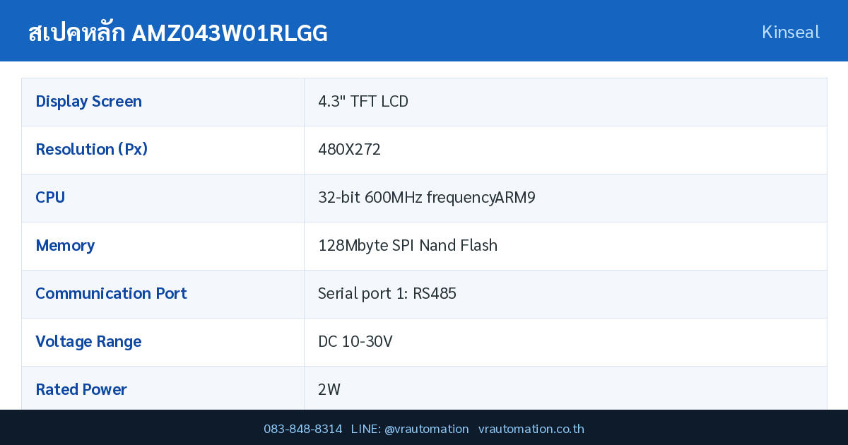 ตารางสเปค AMZ043W01RLGG