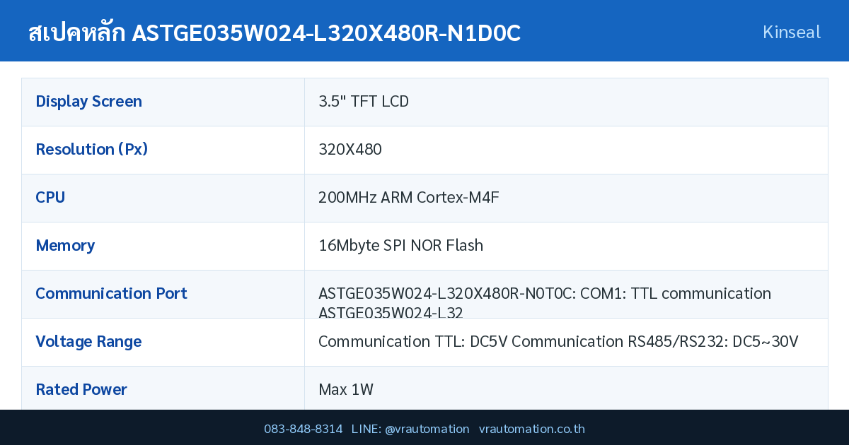 ตารางสเปค ASTGE035W024-L320X480R-N1D0C