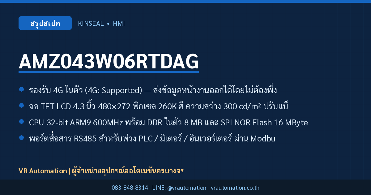 AMZ043W06RTDAG Kinseal HMI สรุปสเปค