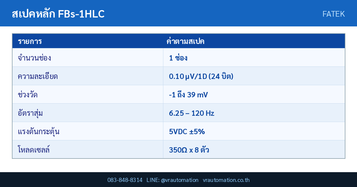 ตารางสเปค FBs-1HLC FATEK